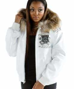 ladies pelle pelle live like a queen white leather jacket