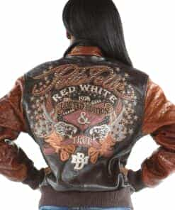 ladies red white & true leather brown leather jacket