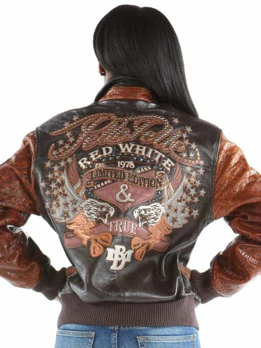 ladies red white & true leather brown leather jacket