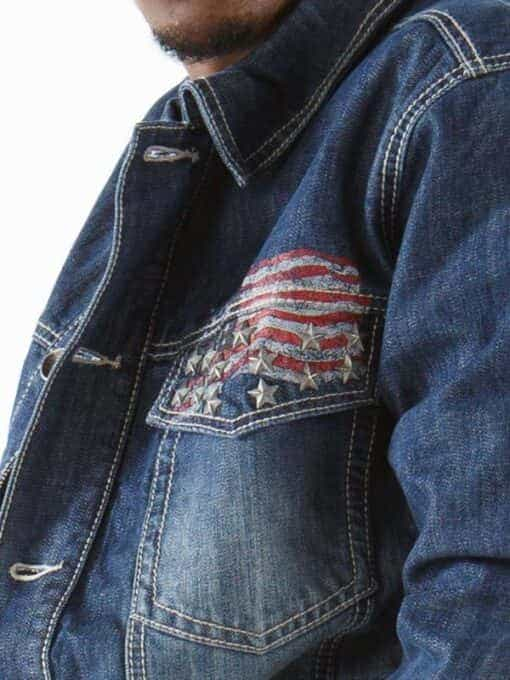 mb american flag denim jacket