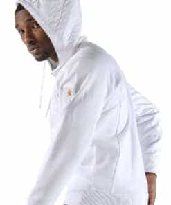 nylon white hooded midlayer