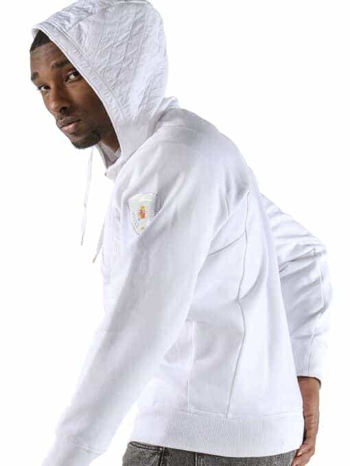 nylon white hooded midlayer