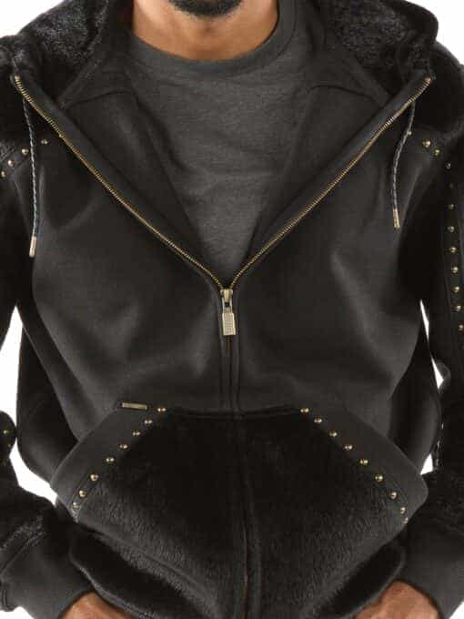 ornate p mid-layer black hoodie