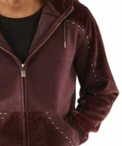 ornate p mid-layer maroon hoodie