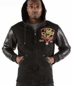 pelle pelle king of thrones black cabernet mid layer hoodie