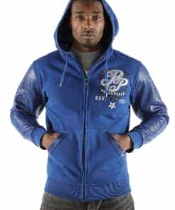 pelle pelle king of thrones blue midlayer hoodie