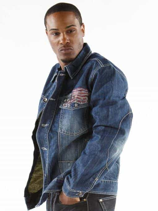 pelle pelle mb american flag blue denim jacket