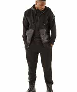 pelle pelle nylon hooded midlayer black tracksuit