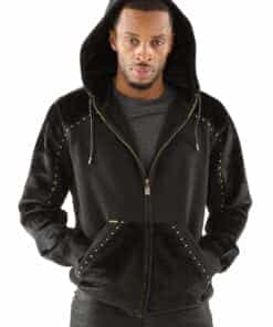 pelle pelle ornate p mid-layer black hoodie