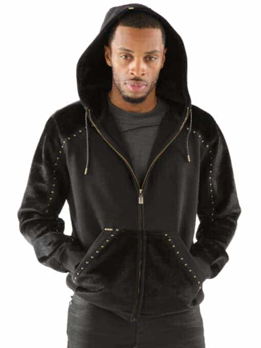 pelle pelle ornate p mid-layer black hoodie