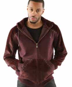 pelle pelle ornate p mid-layer maroon hoodie