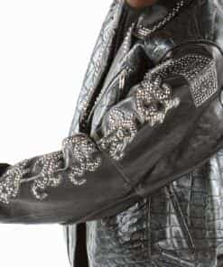 pelle pelle reign silver & black croc jacket