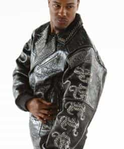 reign silver & black metallic croc jacket