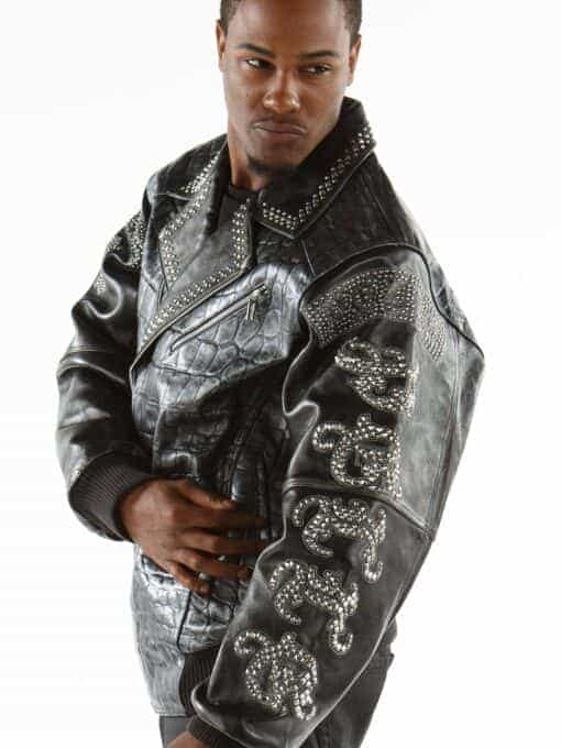 reign silver & black metallic croc jacket