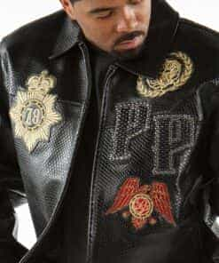 pelle pelle decorated black python jacket