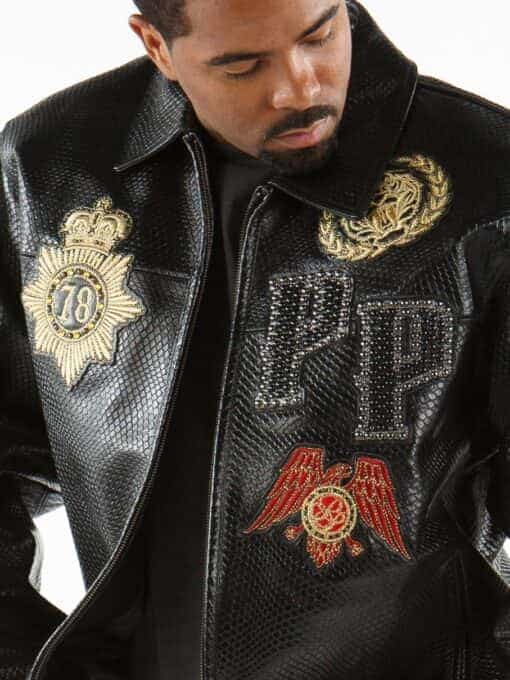 pelle pelle decorated black python jacket