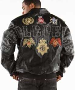 pelle pelle decorated black python leather jacket