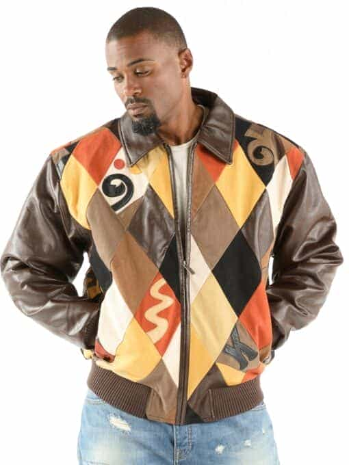 Pelle Pelle Brown Retro Diamond Leather Jacket