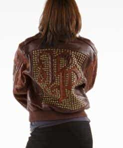 ladies pelle pelle mb bomber brown leather jacket