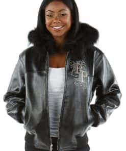 ladies pelle pelle shoulder crest leather jacket