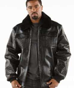 mb bomber black leather jacket