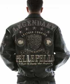 pelle pelle encrusted black varsity jacket