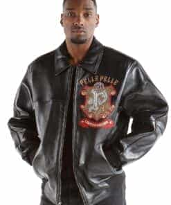 pelle pelle men's limited edition black leather jacket