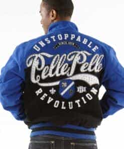 pelle pelle men's revolution black and blue jacket