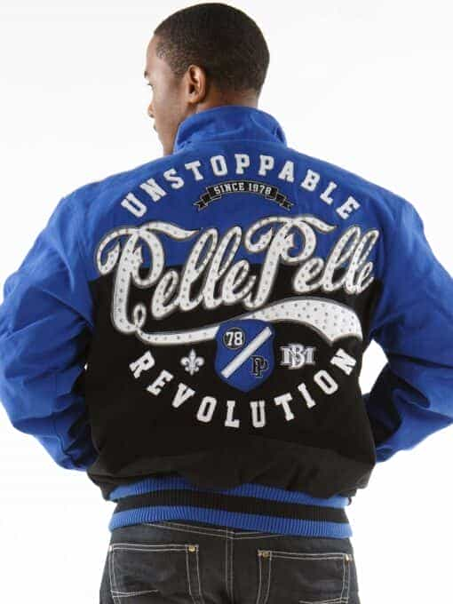 pelle pelle men's revolution black and blue jacket