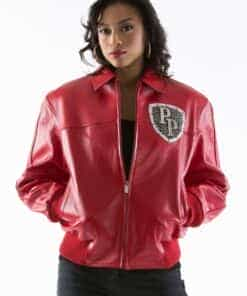 pelle pelle women's encrusted leather varsity jacket