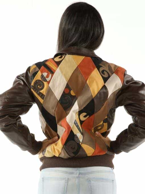 women's pelle pelle brown retro diamond jacket