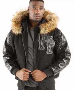 men's pelle pelle king of thrones black jacket