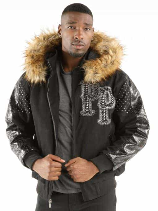 men's pelle pelle king of thrones black jacket