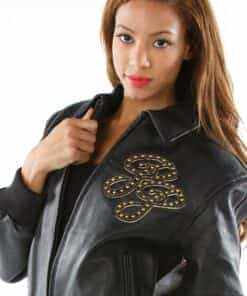 pelle pelle black & gold varsity jacket