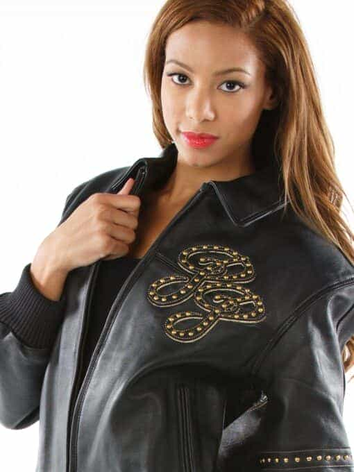 pelle pelle black & gold varsity jacket