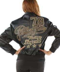 pelle pelle black & gold varsity leather jacket