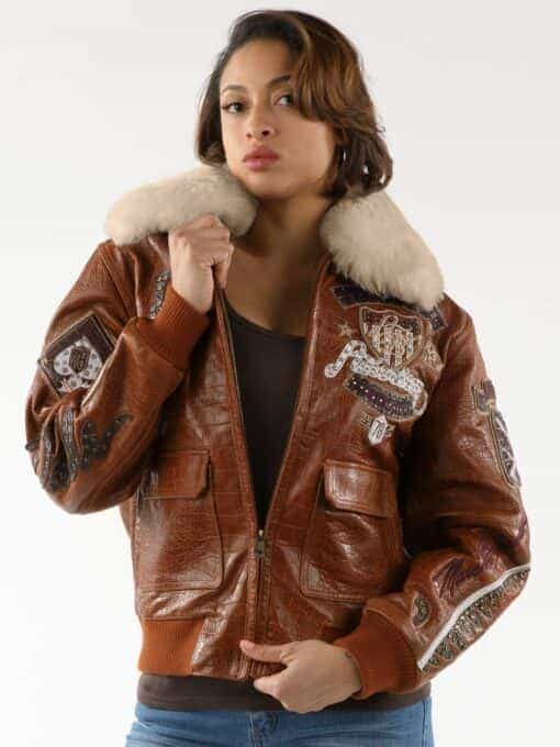 women's brown pelle pelle american bombshell jacket