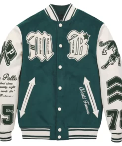 Men Pelle Pelle Varsity Green And White Jacket