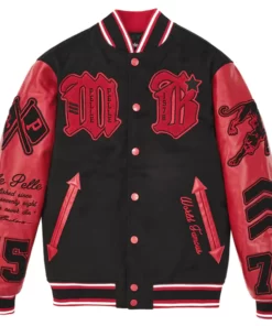 Men Pelle Pelle Varsity Red And Black Jacket