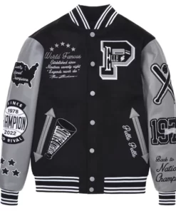 american pelle pelle black & grey varsity jacket