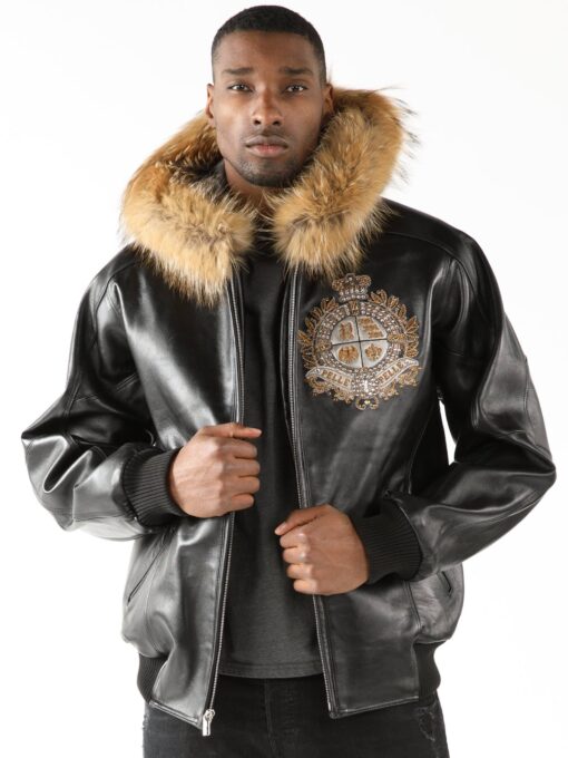 pelle pelle new buchanan crest black leather jacket