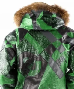 Abstract Pattern Pelle Pelle Leather Green Jacket 2023