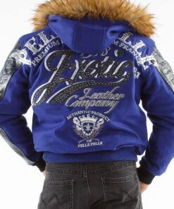 Blue-Pelle-Pelle-Exotic-Fur-Hood-Wool-Leather-Jacket-1