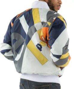 Men Abstract Pelle Pelle Polyester Jacket.