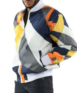 Men Abstract Pelle Pelle Polyester Jacket