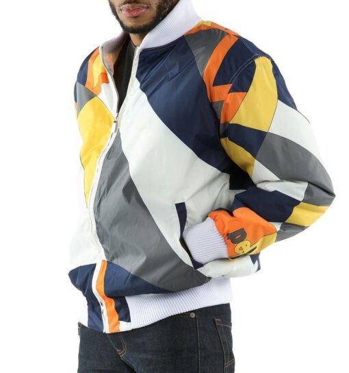 Men Abstract Pelle Pelle Polyester Jacket