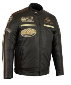 Pelle Fashion Motorbike Motorcycle Black Leather Jacket