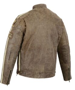 Pelle Fashion Motorbike Motorcycle Brown Leather Jacket.