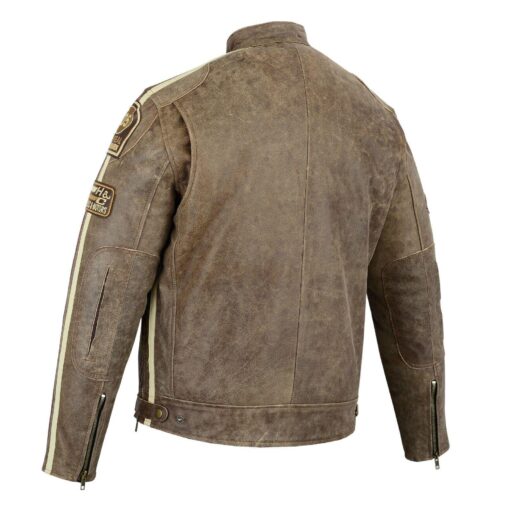 Pelle Fashion Motorbike Motorcycle Brown Leather Jacket.