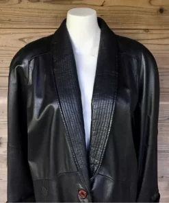 Pelle Milano Ny Oversized Black Leather Single Button Blazer.